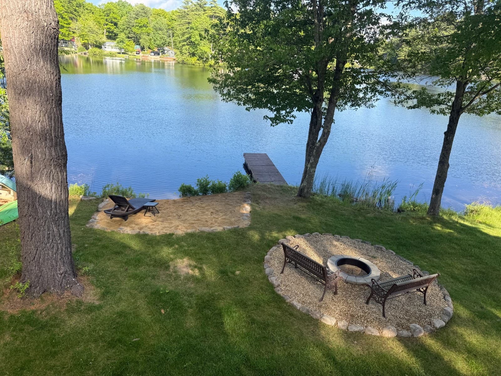 The shoreline firepit and seating