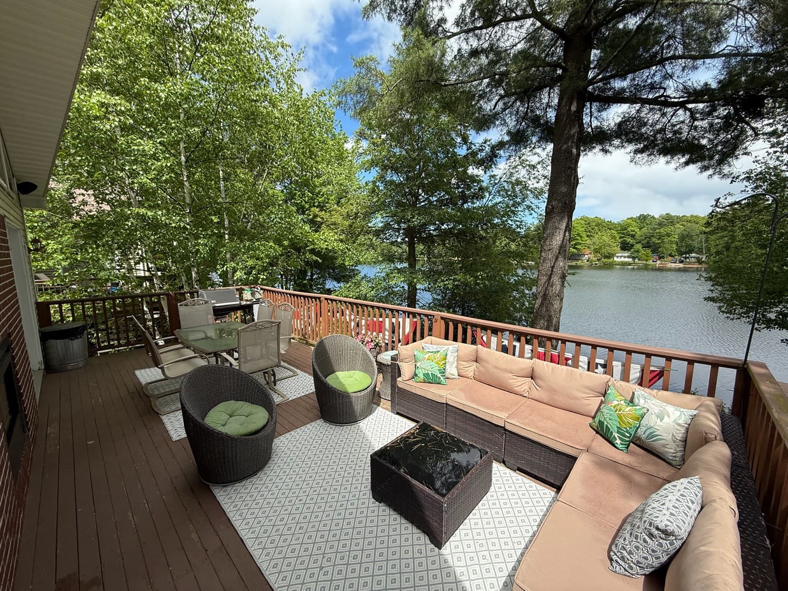 Outdoor chairs overlooking the pond