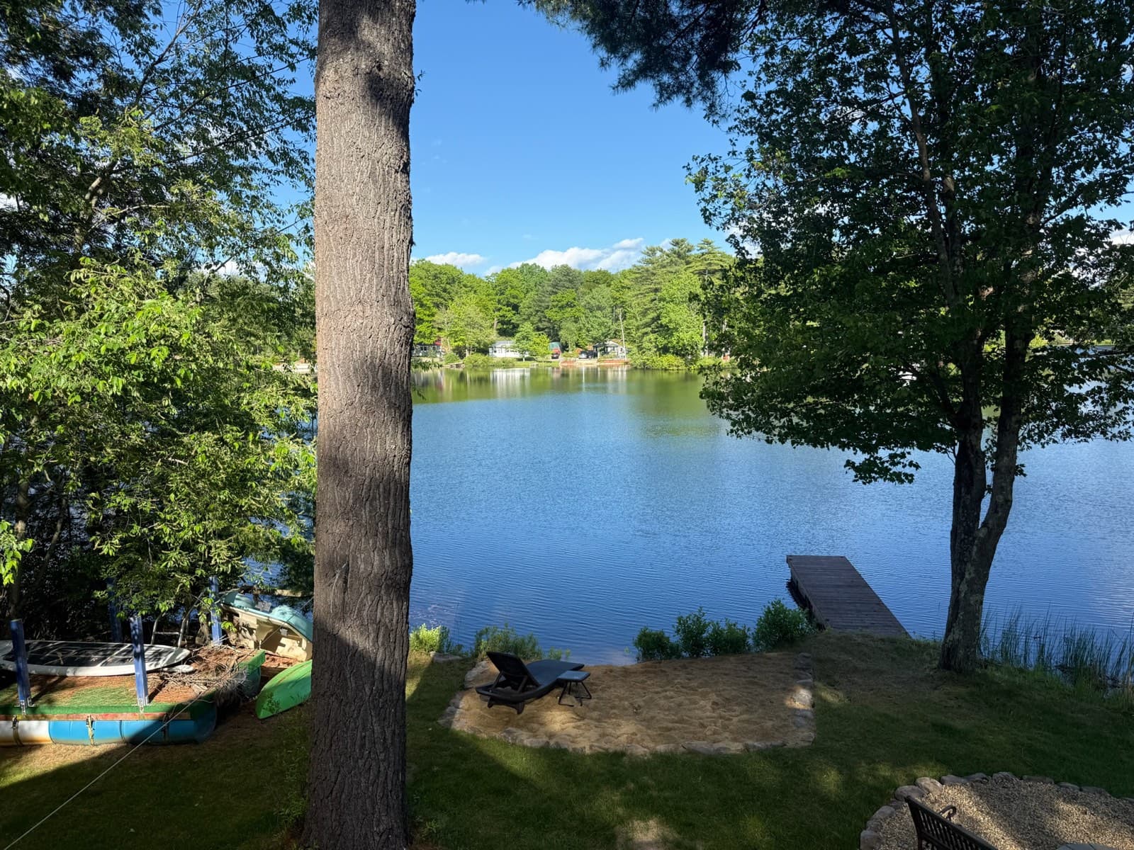 Kendall Pond and the sandy beach below the trees